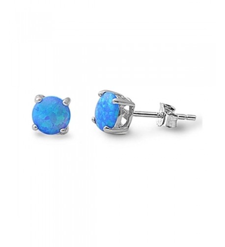 Solitaire Earring Created Blue Sterling