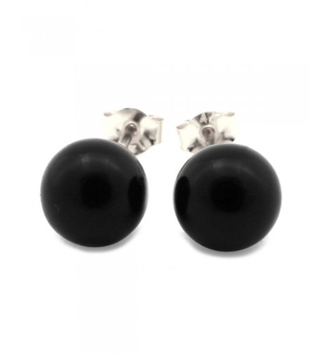 White Gold Black Onyx Earrings