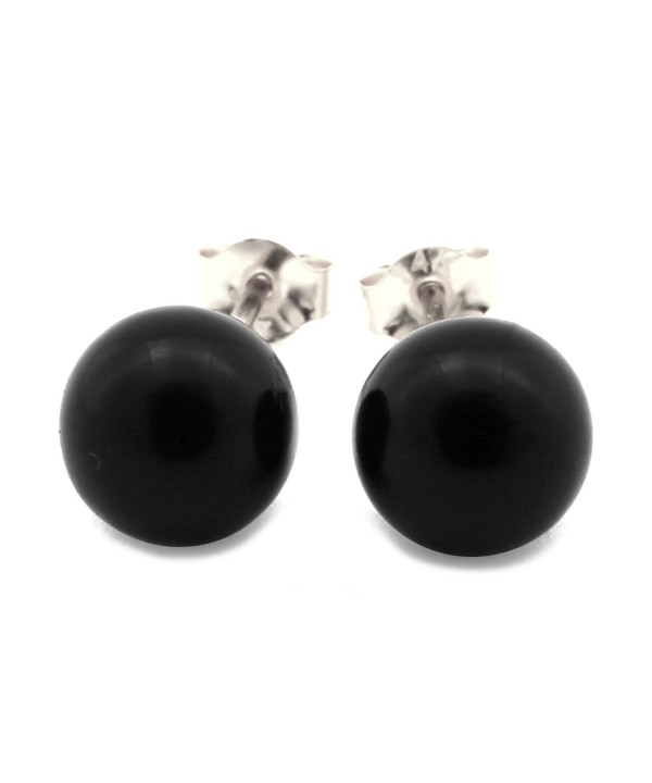 White Gold Black Onyx Earrings