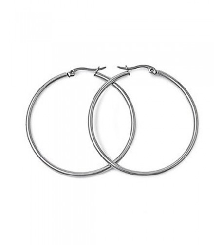 Polished Stainless Steel Hoop Earrings