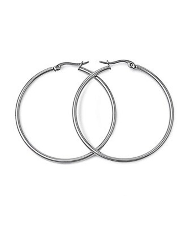 Polished Stainless Steel Hoop Earrings