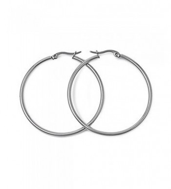 Polished Stainless Steel Hoop Earrings