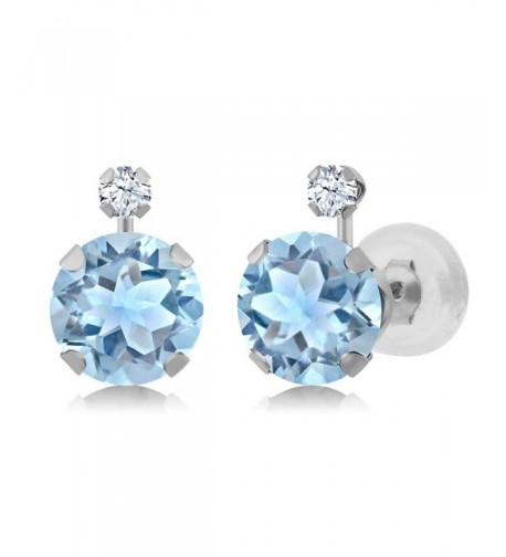 Round Topaz Created Sapphire Earrings