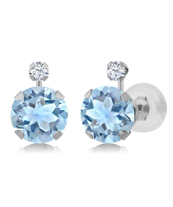 Round Topaz Created Sapphire Earrings