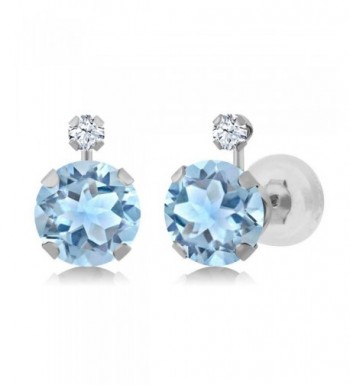 Round Topaz Created Sapphire Earrings