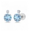 Round Topaz Created Sapphire Earrings