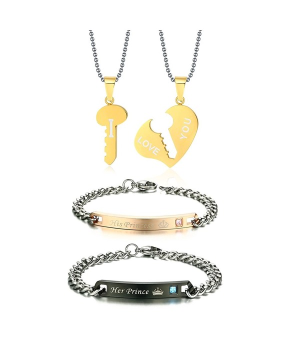 Matching Stainless Valentine Pendant Bracelets