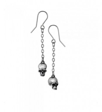 Pewter Deadskull Dangle Chain Earrings