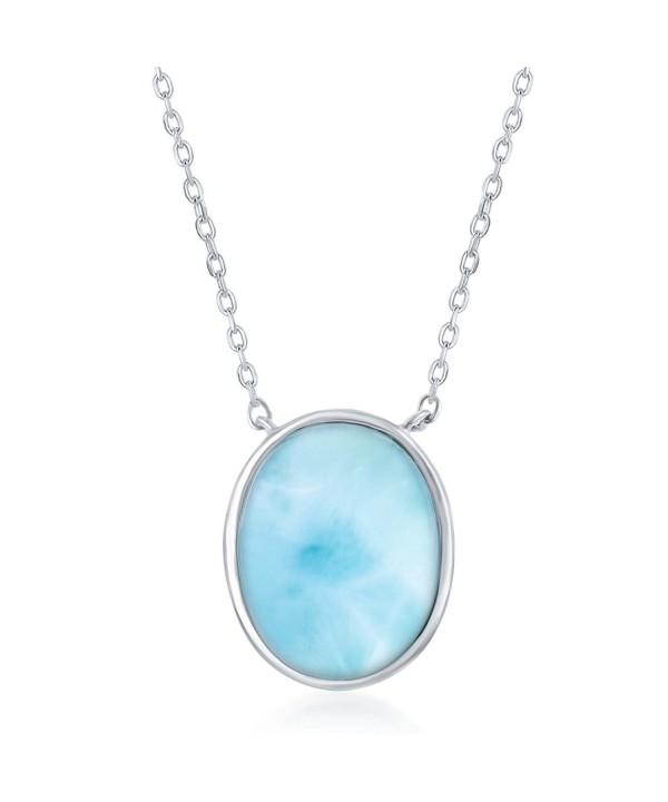 Sterling Silver Natural Larimar Necklace Sterling Silver Natural Larimar Necklace