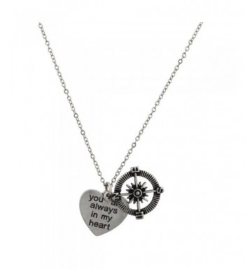 Lux Accessories Compass Pendant Necklace