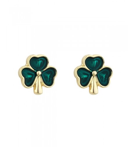 Shamrock Earrings Plated Studs Enamel