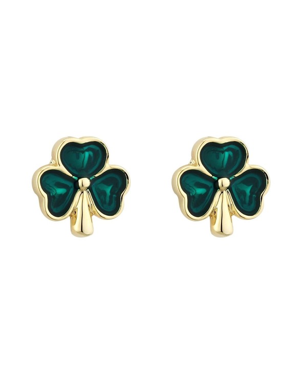 Shamrock Earrings Plated Studs Enamel