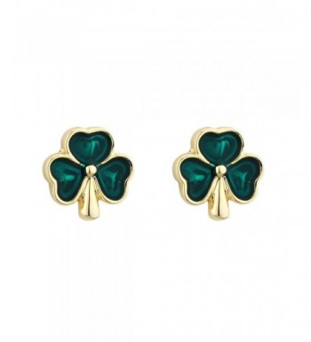 Shamrock Earrings Plated Studs Enamel