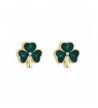 Shamrock Earrings Plated Studs Enamel