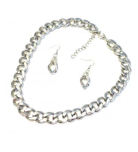 Silvertone Infinity Statement Necklace Earring