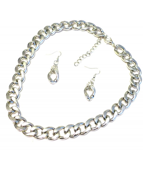 Silvertone Infinity Statement Necklace Earring