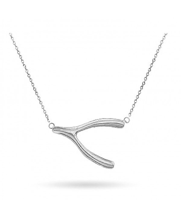 Silver Sideways Wishbone Necklace Pendant