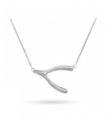 Silver Sideways Wishbone Necklace Pendant