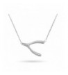 Silver Sideways Wishbone Necklace Pendant