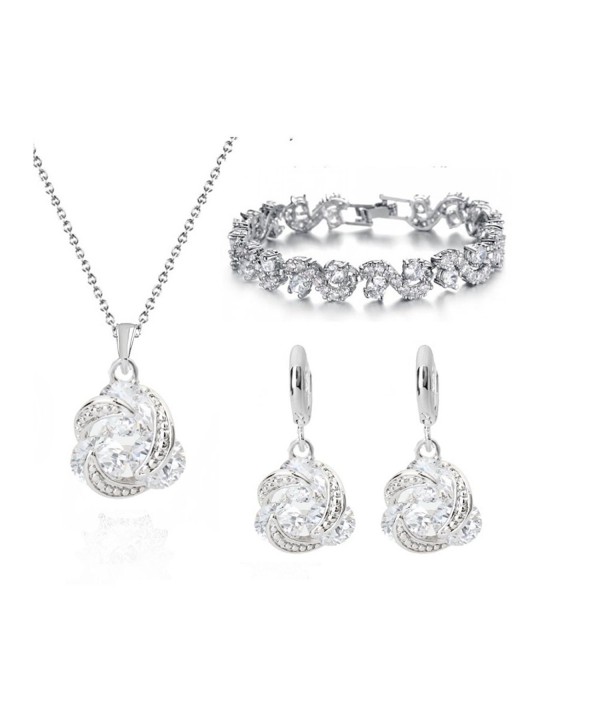 Zirconia Crystals Necklace Earrings Bracelet