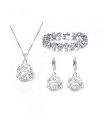 Zirconia Crystals Necklace Earrings Bracelet