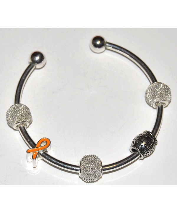 Orange Ribbon Awareness Silver Bracelet