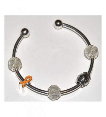 Orange Ribbon Awareness Silver Bracelet