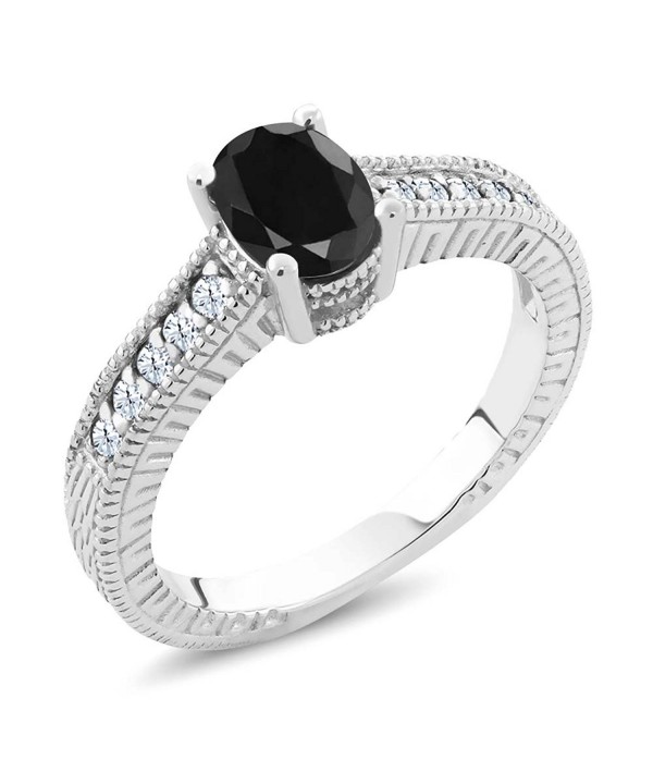 Black Sapphire Sterling Silver Engagement