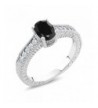 Black Sapphire Sterling Silver Engagement