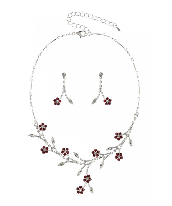Crystal Flower Wedding Necklace Earrings