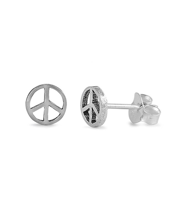 Sterling Silver Peace Sign Earrings