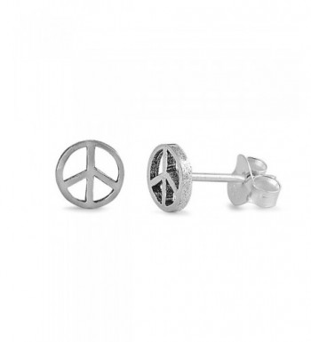 Sterling Silver Peace Sign Earrings