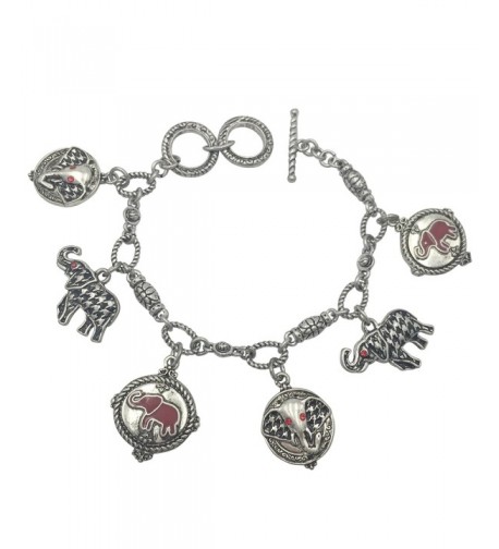 Houndstooth Elephant Bracelet Alabama Silver