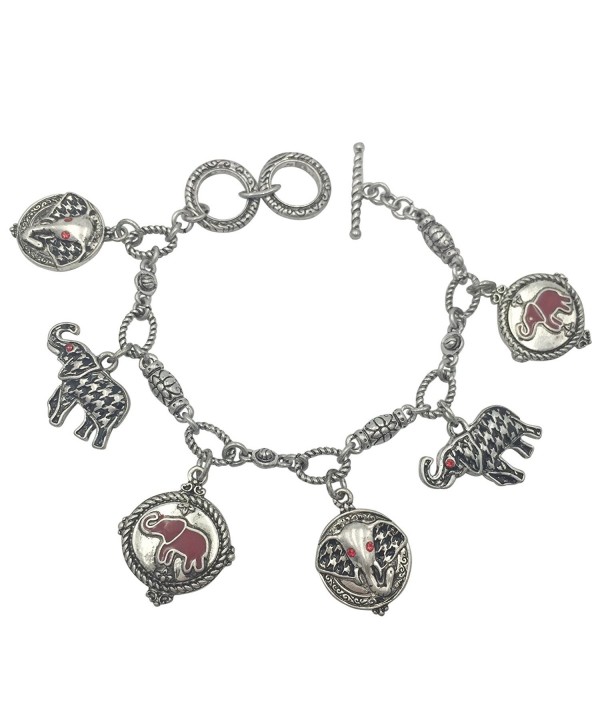 Houndstooth Elephant Bracelet Alabama Silver