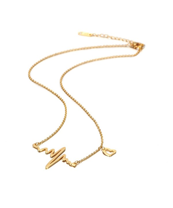 Plated Heart Pulse Necklace Women