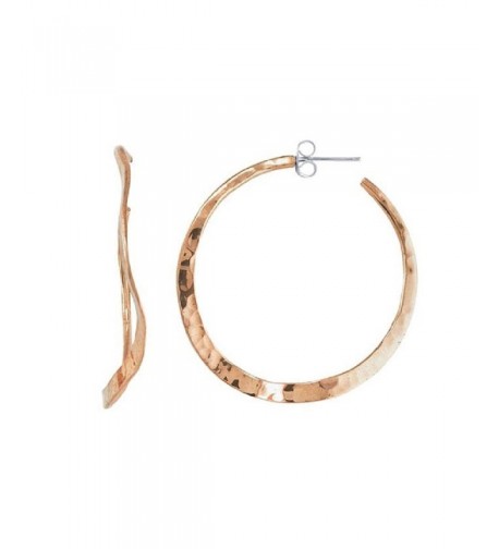 Copper Wavy Hammered Hoop Earrings