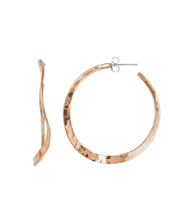 Copper Wavy Hammered Hoop Earrings