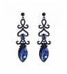 BriLove Chandelier Earrings Sapphire Black Silver Tone