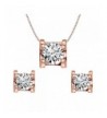 EleQueen Sterling Solitaire Necklace Earrings