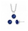 GemStoneKing Simulated Sapphire Necklace Earrings