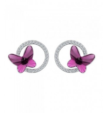 EleQueen Sterling Butterfly Earrings Swarovski