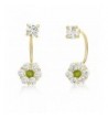 Solitaire Front back Earrings Simulated Birthstone