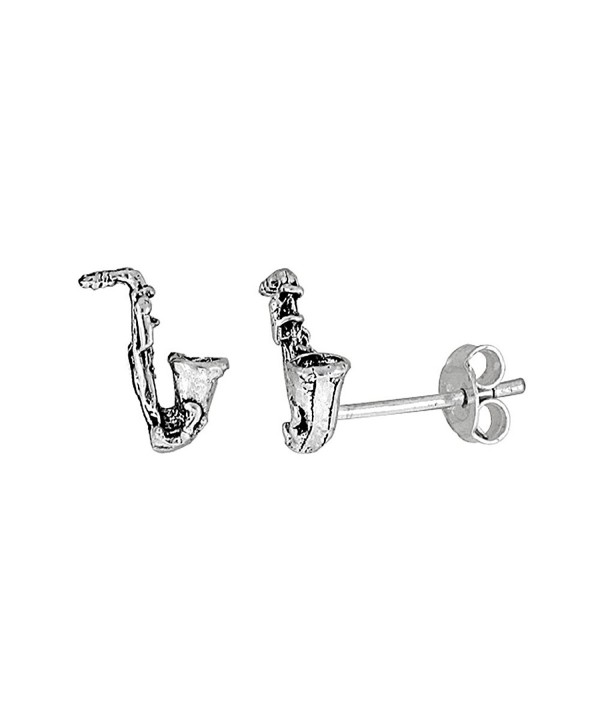 Tiny Sterling Silver Saxophone Earrings