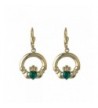 Claddagh Earrings Plated Synthetic Emerald