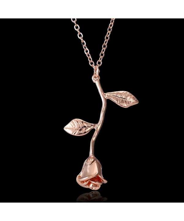 Vintage Rose Flower Pendant Necklace Lovers Birthday Friendship Jewelry ...