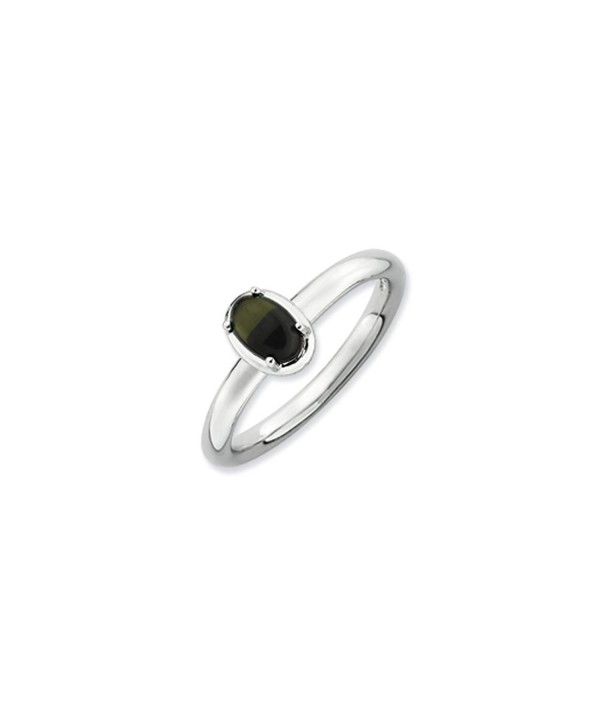 Sterling Silver Stackable Black Cabochon