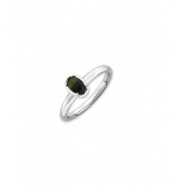 Sterling Silver Stackable Black Cabochon