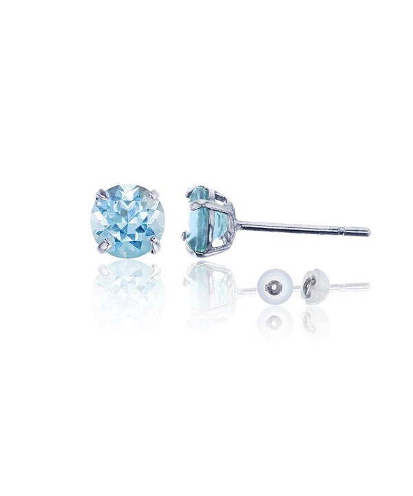 White Gold 6 00mm Aquamarine Earring