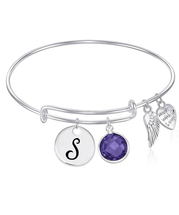 Initial Expandable Bangle Bracelet February