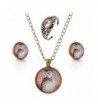 Gemstone Earrings Necklace Women Owl js000724 2